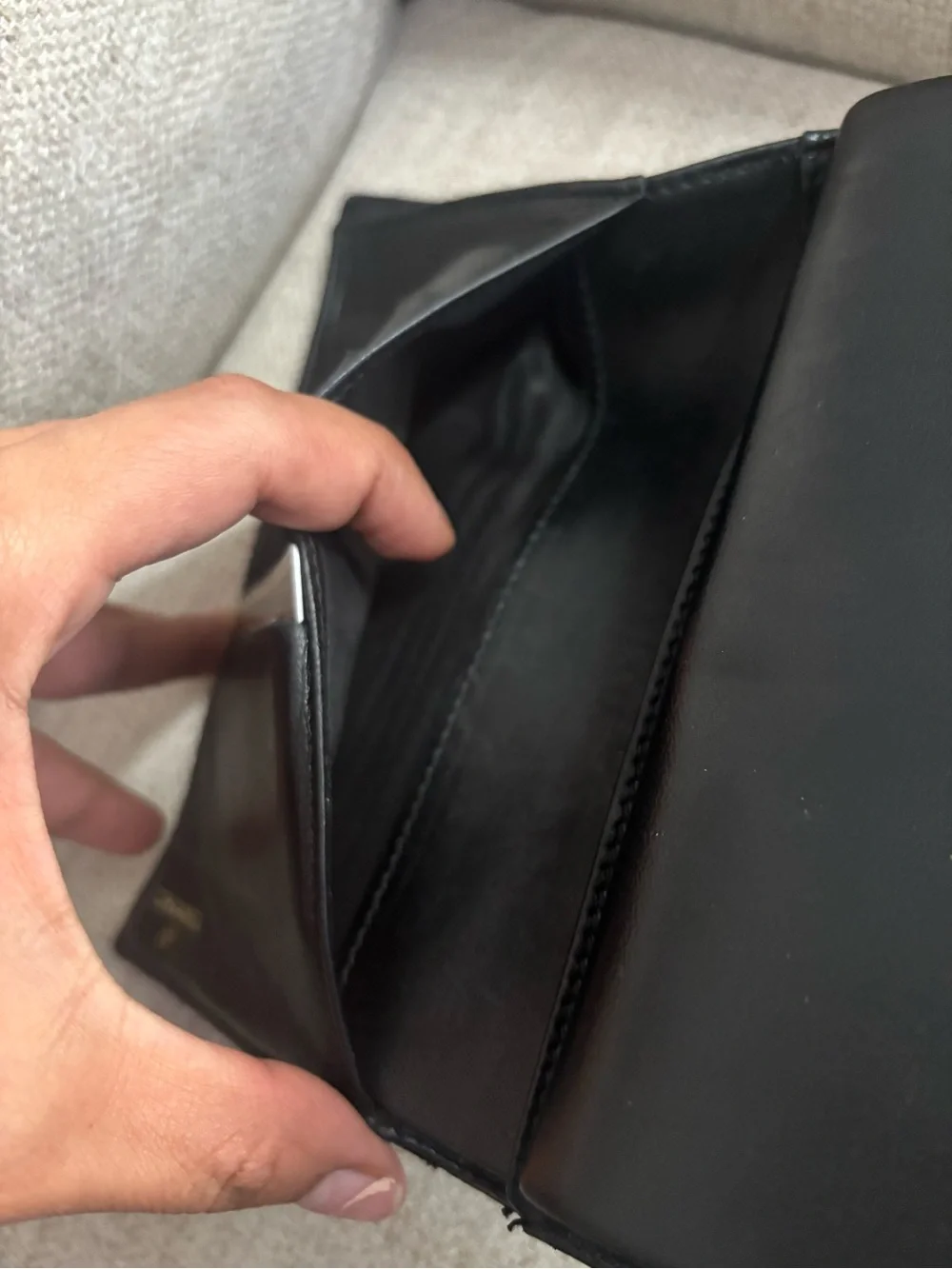 CHANEL Black Quilted Leather Wallet with Gold CC Snap